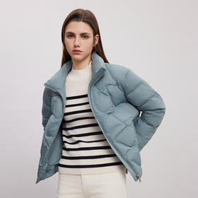 【90白鹅绒羽绒服】24年秋冬新品女士时尚轮廓立领加厚保暖外套