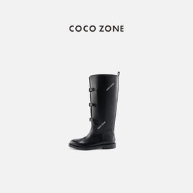 COCO ZONE 复古时尚显瘦长靴低跟不过膝女靴CC2D2816