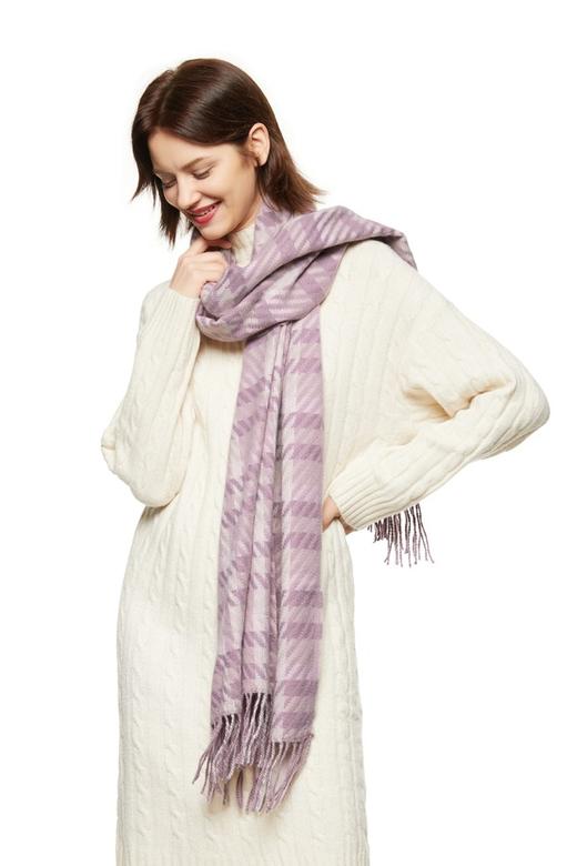AVA 紫色格纹流苏围巾 8078 商品图0