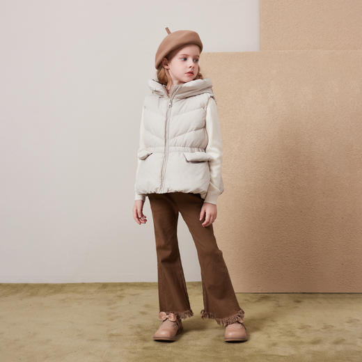 mettekids儿童轻薄羽绒服马甲2024秋冬新款女童90鹅绒连帽背心 商品图2