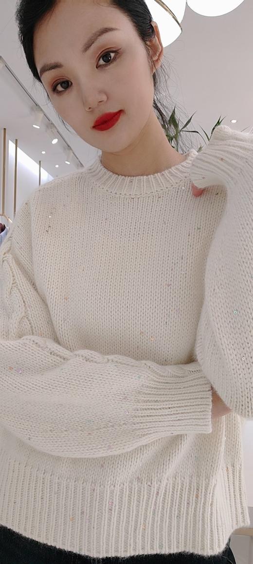 482969浣熊绒亮片毛衫，白 紫 商品图1