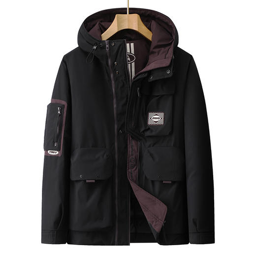 【特大码】【新款DPX】大依优型大码潮款工装连帽羽绒服鸭绒外套休闲胖子大码男休闲宽松加肥加大上衣300斤 商品图2