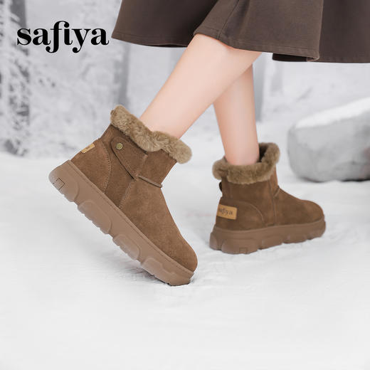 预售10天发|Safiya/索菲娅2024冬季加绒保暖休闲复古厚底百搭短筒户外雪地靴 SF4411A163 商品图8