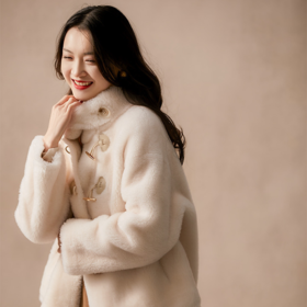 SUSX牛角扣欧貂绒外套A05343（下单3-7天发货）