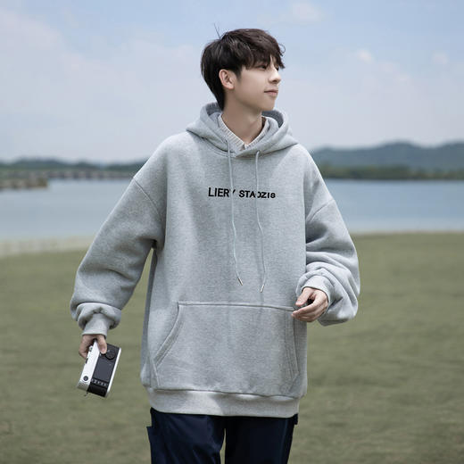 【GZ】无忧购美式复古百搭宽松休闲华棉连帽加绒卫衣3232/3234（截单后3-5天发货) 商品图9