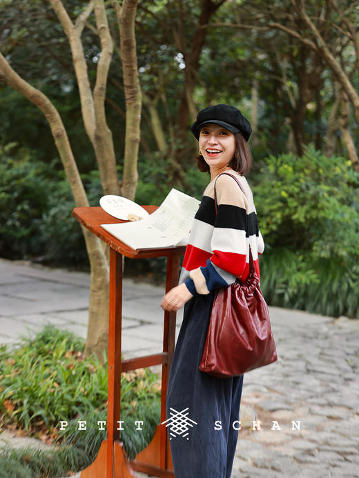 PETIT SCHAN小闪 CLO#647 Color artist 色彩艺术家 纯羊绒拼色条纹休闲套头针织毛衣 商品图2