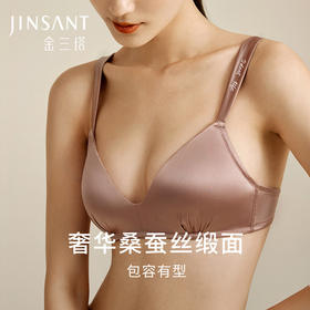 【里外桑蚕丝】轻薄无钢圈缎面真丝文胸柔软丝滑美胸内衣女金三塔  NZFED302