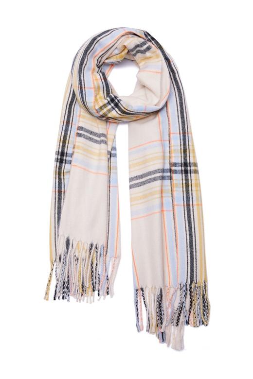 AVA 格纹色织羊绒流苏围巾 7955 商品图1