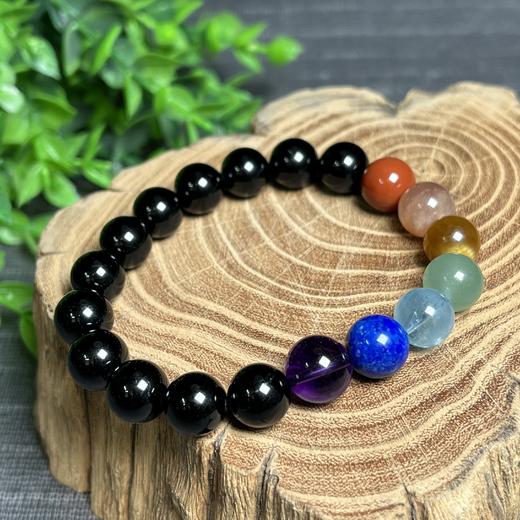 黑碧玺七彩手链！珠径10mm 商品图0