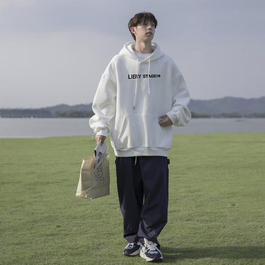 【GZ】无忧购美式复古百搭宽松休闲华棉连帽加绒卫衣3232/3234（截单后3-5天发货) 商品图10