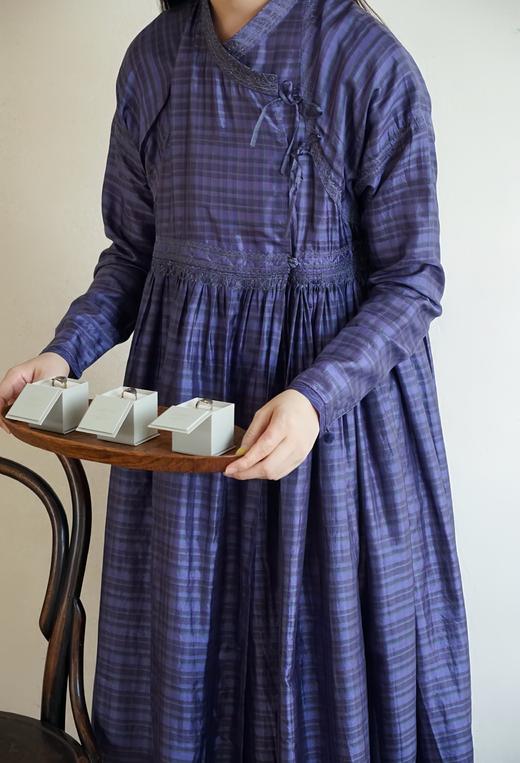 MAKU textiles｜真丝刺绣格纹交叠式连衣裙 商品图5