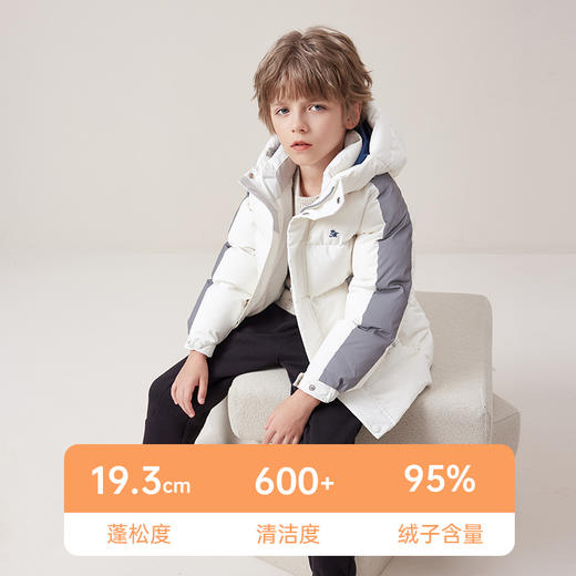 【三防】mettekids儿童羽绒服2024秋冬新款男童连帽白色加厚外套 商品图2