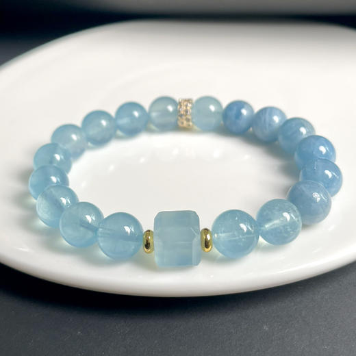 双色海蓝宝方糖手链  珠径10 商品图1