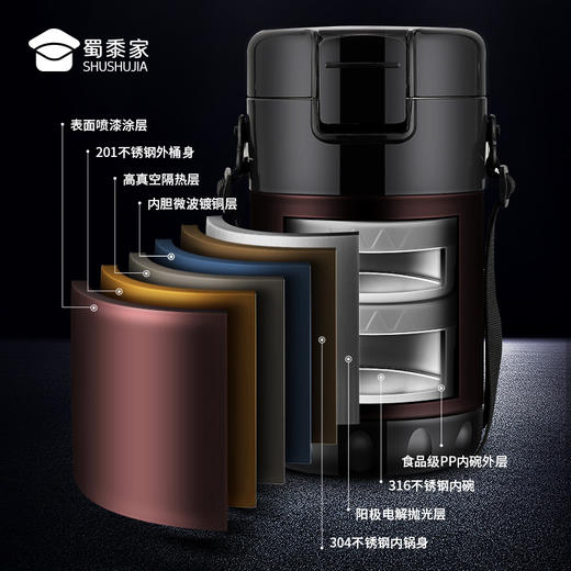 【316分格密封保温提桶】通勤日用保温饭盒上班便当餐盒 商品图2