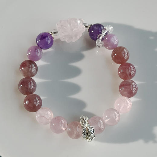 九紫手链，珠子包括深紫，熏衣草紫晶、草莓晶、粉晶 珠径10 商品图1