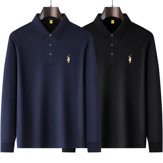 【加绒】【新款DG】大依优型大码加绒长袖Polo衫翻领男装加肥加大体恤大号上衣胖子 商品图2