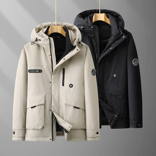 【特大码】【新款DPX】大依优型大码潮款工装连帽羽绒服鸭绒外套休闲胖子大码男休闲宽松加肥加大上衣300斤 商品图2