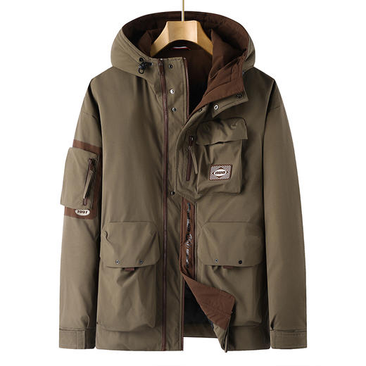 【特大码】【新款DPX】大依优型大码潮款工装连帽羽绒服鸭绒外套休闲胖子大码男休闲宽松加肥加大上衣300斤 商品图7