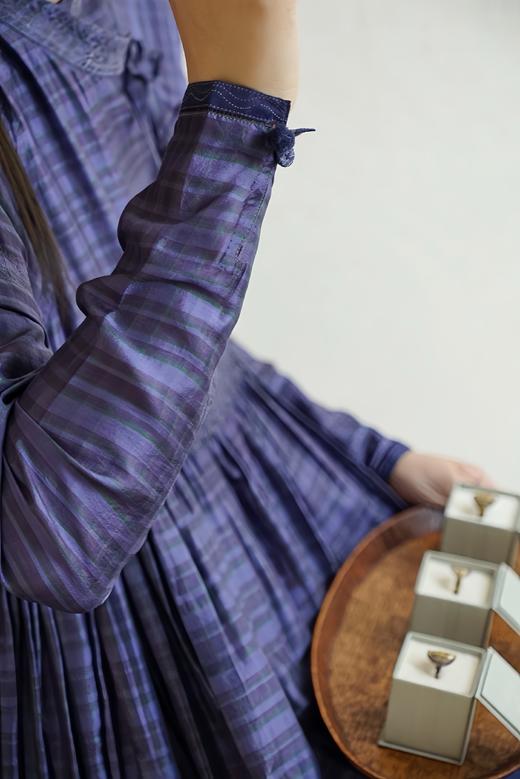 MAKU textiles｜真丝刺绣格纹交叠式连衣裙 商品图2