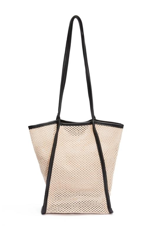 SUMMER & SAGE 米色草编网兜包 7266 商品图1