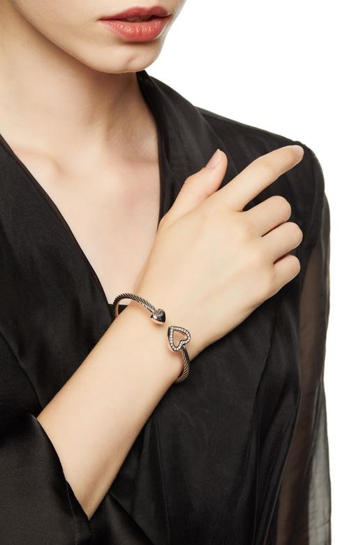 DEDE迪迪 爱心锆石银色开口手镯 8003 商品图0