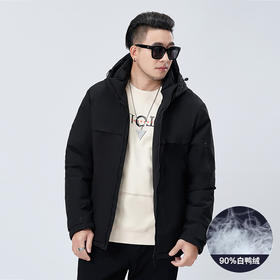 【新款DMH】大依优型大码连帽羽绒服鸭绒保暖加肥加大上衣男士冬季外套胖子