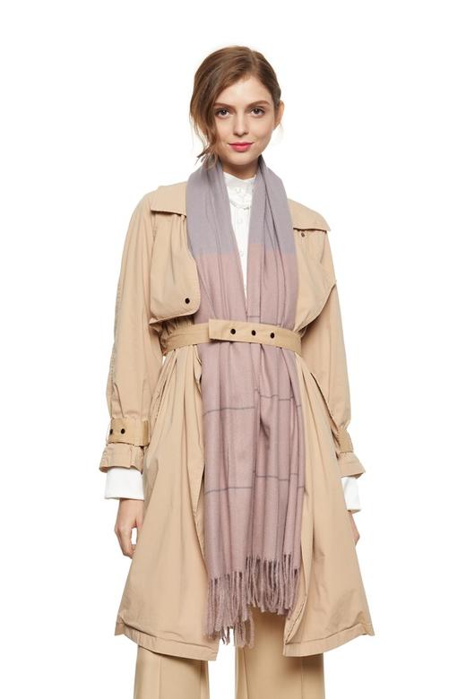 AVA 拼色格纹流苏围巾 7984 商品图0