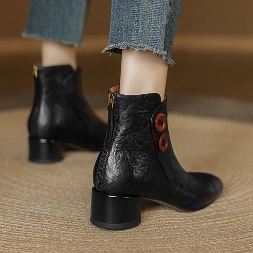 【预售5天】美拉德~植鞣羊皮法式，复古圆头短靴QQJFG&JZ-1615F 商品图3