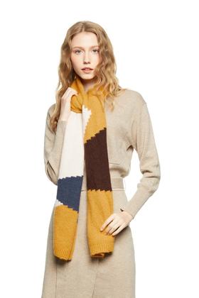 AVA 拼色几何针织围巾 7960