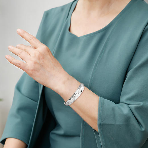 Winy9999足银龙凤祥福手镯新中式民族风银镯子送妈妈长辈节日生日礼物 商品图9