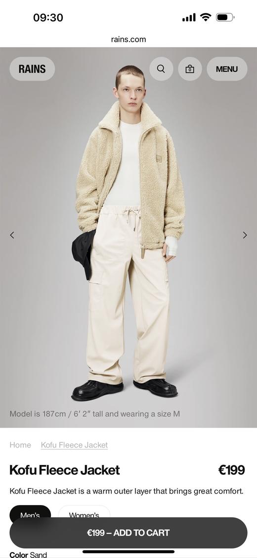 特价Rains厚款毛猴大衣Kofu fleece jacket T2男女同款 商品图6