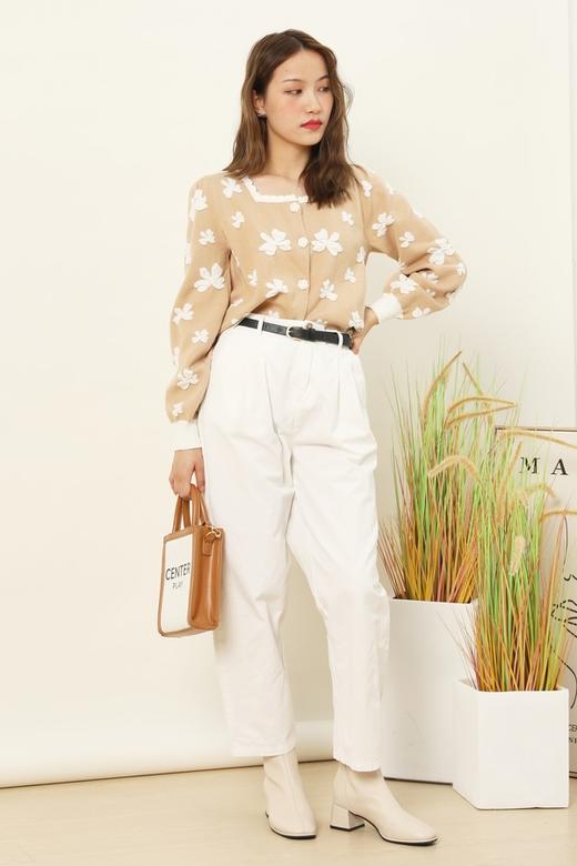 Stay2Weeks 法式复古方领提花针织衫 14885 商品图1