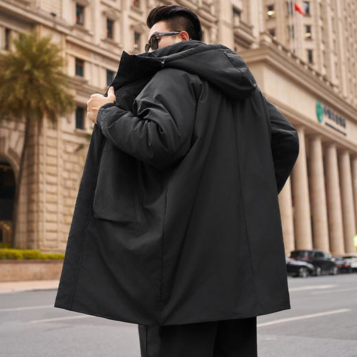 【特大码】【新款DPX】大依优型大码中长款加绒连帽棉服棉衣保暖加厚加肥加大上衣男士外套胖子300斤 商品图8