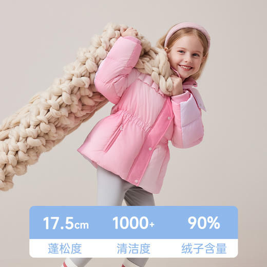 mettekids儿童羽绒服2024秋冬新款女童90白鹅绒渐变气质收腰外套 商品图2