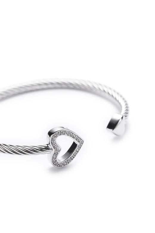 DEDE迪迪 爱心锆石银色开口手镯 8003 商品图3