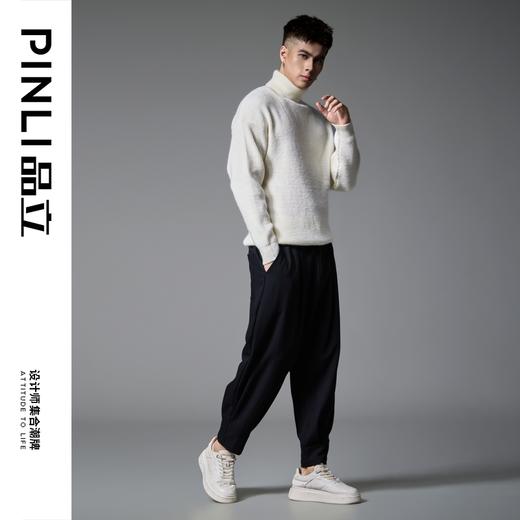 PINLI品立2024秋冬新款男士高领简约百搭毛衣纯色宽松休闲毛衣潮GD243410464 商品图4