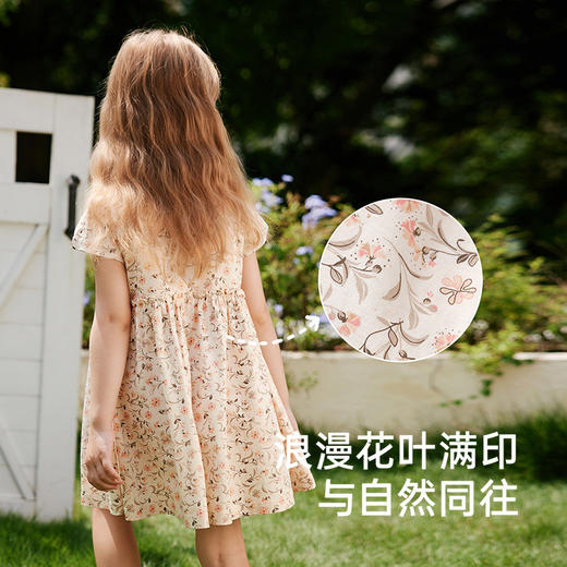 英氏女童连衣裙夏季短袖纯棉甜美女宝宝A字裙2025新款碎花裙 商品图2