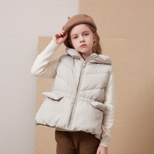 mettekids儿童轻薄羽绒服马甲2024秋冬新款女童90鹅绒连帽背心 商品图5