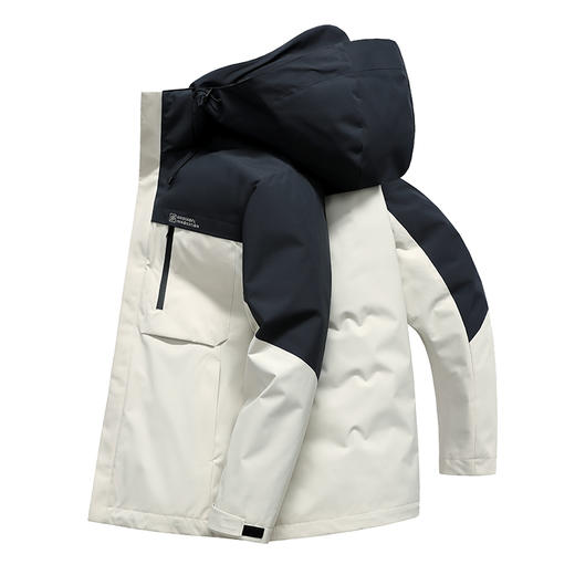 半身缘男女装 冬季一衣三穿三防面料情侣款户外脱卸连帽拼色羽绒服2536 商品图9