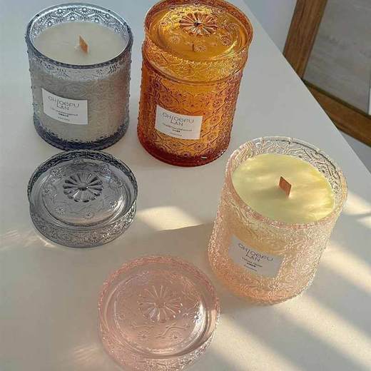 CHOEFULAN浮雕繁花玻璃杯香薰蜡烛550g 6种香型任选伴手礼自用送礼情趣格调 商品图2