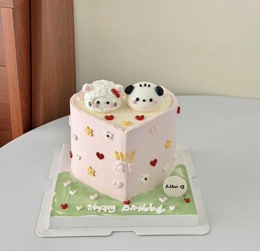 【爱心奶油小狗（A款）】叮当CAKE爆款生日蛋糕-鲜果奶油蛋糕 商品图0