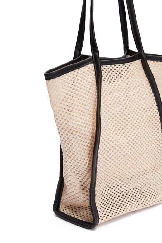 SUMMER & SAGE 米色草编网兜包 7266 商品图3