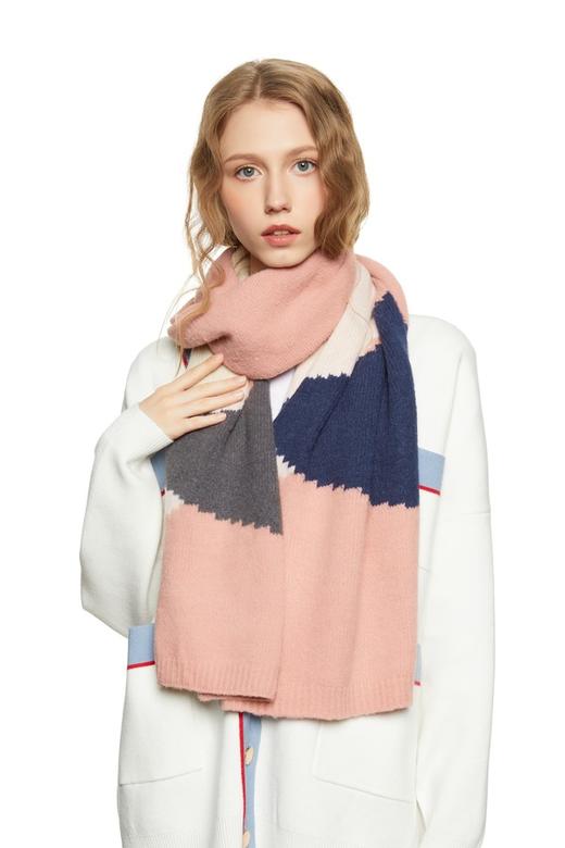 AVA 几何设计拼色围巾 7957 商品图0