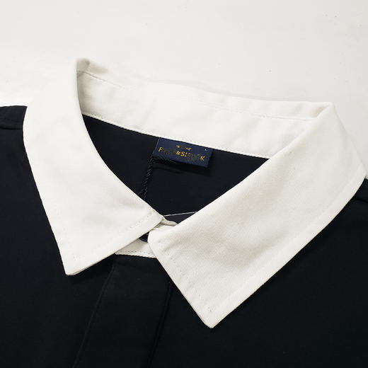 鲨鱼 2024冬季新款 男士 刺绣字母标 纯棉长袖拼色POLO衫 PSS162 商品图1