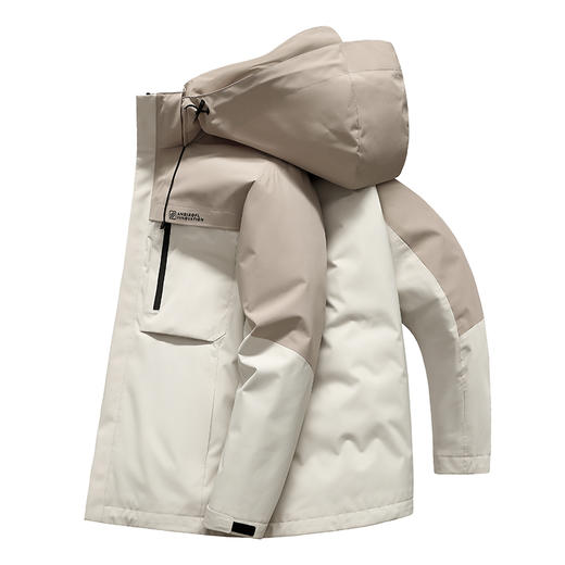 半身缘男女装 冬季一衣三穿三防面料情侣款户外脱卸连帽拼色羽绒服2536 商品图11