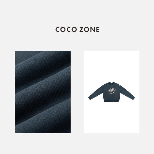 COCO ZONE 100棉圆领字母卫衣时尚落肩袖上衣CC2D2510 商品图2