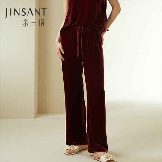 【桑蚕丝丝绒秋冬神裤】金三塔质感垂顺直筒无侧缝休闲长裤女士新品（限价款）  YSFDC901 商品图0