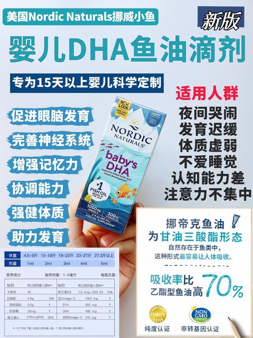 【保税】挪威小鱼 Nordic Naturals 婴幼儿鳕鱼肝油DHA滴剂 60ml 商品图1