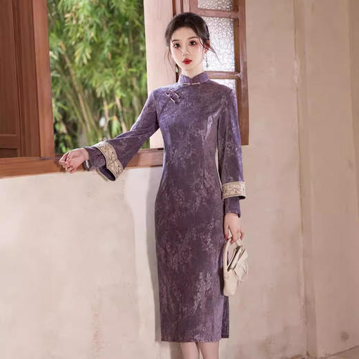 素雅淑女范新中式，改良倒大袖旗袍YG- 2475 商品图0