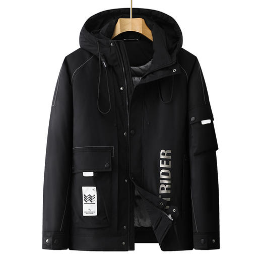 【特大码】【新款DPX】大依优型大码潮款工装连帽羽绒服鸭绒外套休闲胖子大码男休闲宽松加肥加大上衣300斤 商品图2